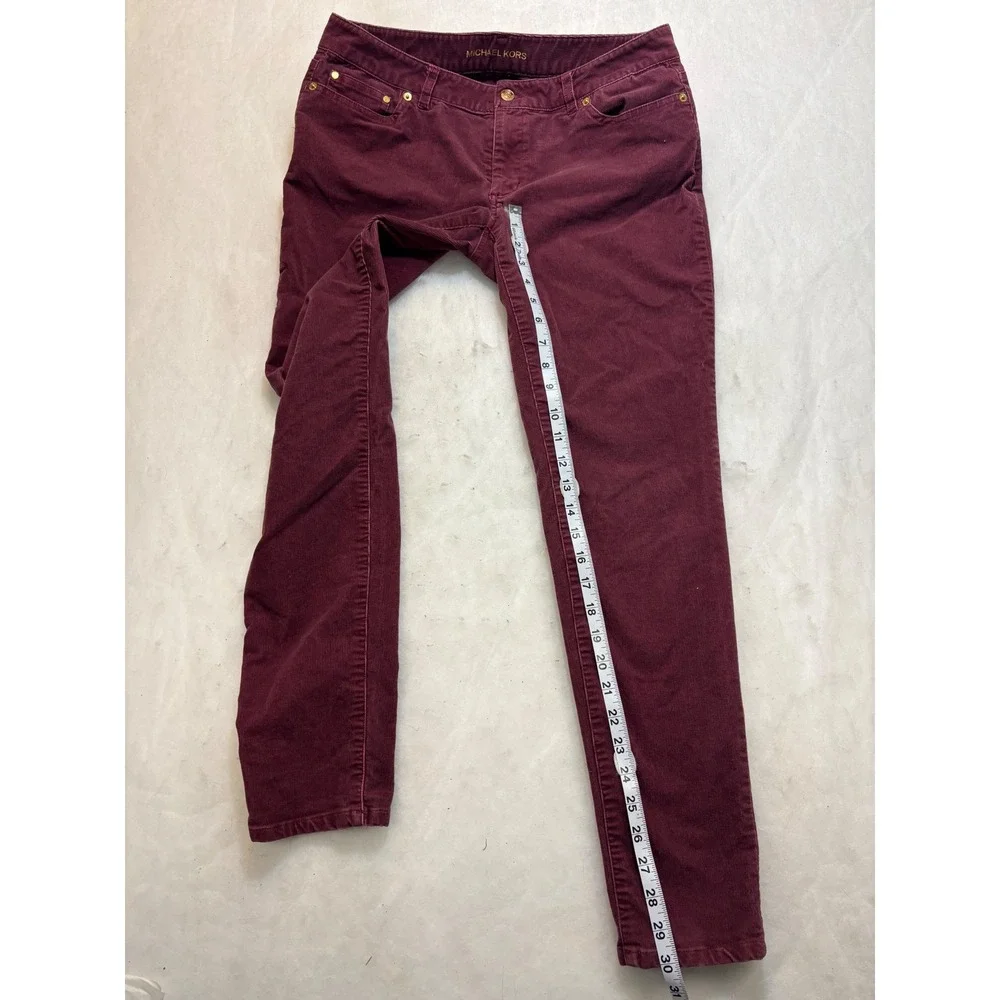 Michael Kors Burgundy Corduroy Pants Slim‎ Fit Women Size 6 - Picture 3 of 10